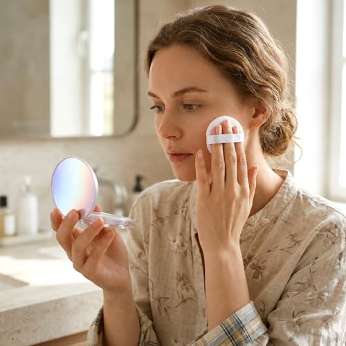 Aiyorse 2-Pack Refillable Loose Powder Container with Puff and Mirror