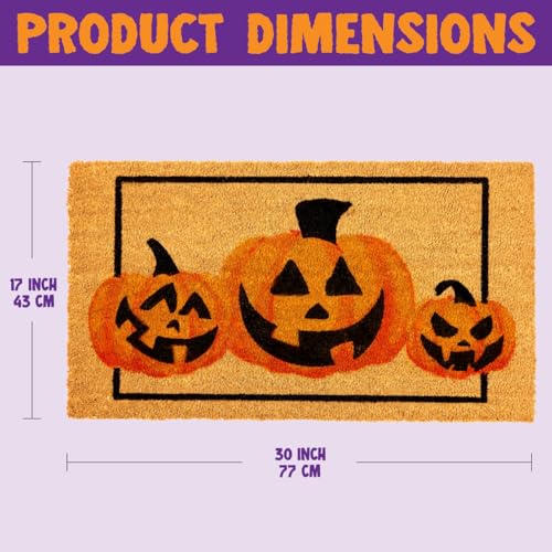JOYIN Halloween Decoration Pumpkin Patterned Doormat, 30¡±x 17¡± Non Slip Natural Coir Front Door Mat Doorway Rugs, Trick or Treat Outside Indoor Decor
