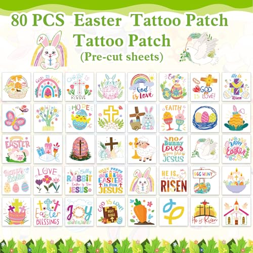 HOWAF 80Pcs Religious Easter Temporary Tattoos Christian Bible Stickers