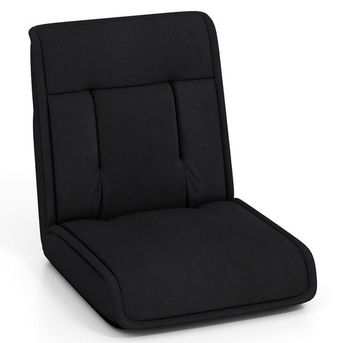 COSTWAY Folding Floor Chair, Convertible Lazy Sofa with 14-Poistion Adjustable Backrest, 5-Position Adjustable Headrest, Cushioned Floor Gaming Chair for Adults, Reading, Meditating (Black)