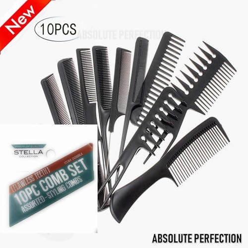 10-Piece Professional Salon Hair Styling Comb and Brush Set