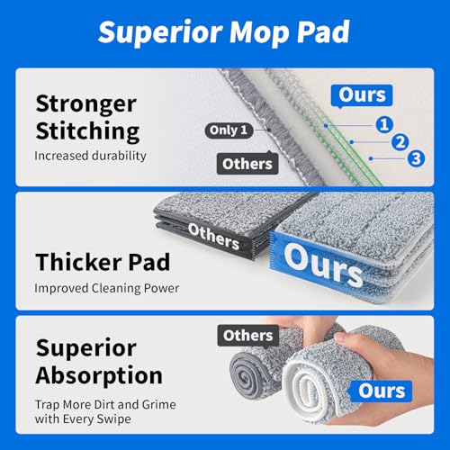 Oshang Microfiber Flat Mop Head Refill - 14.5" x 4.5" Pads