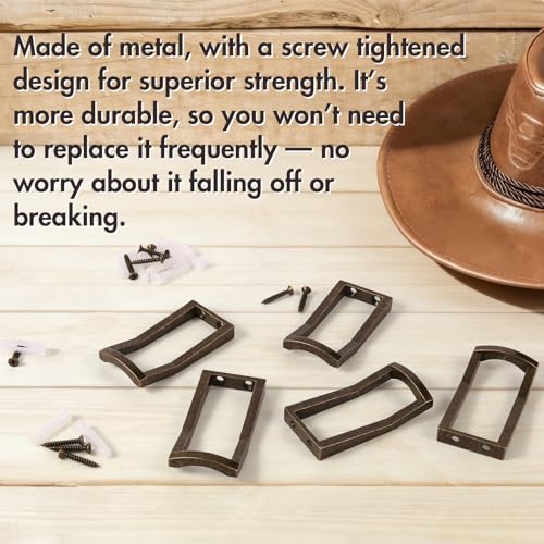 Bronze Cowboy Hat Hooks - 5 Pcs Metal Wall Rack for Hats