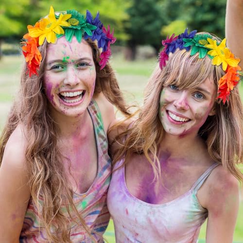 NQEUEPN Rainbow Flower Crown Headband for Pride Party and Festival