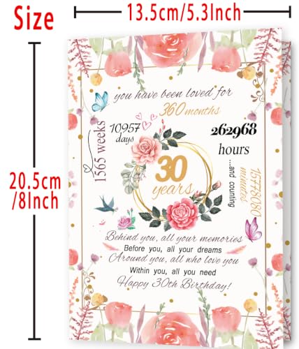 30th Birthday Card for Women - Unique Gift with Envelope