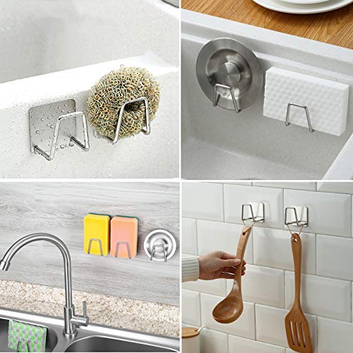 NEXCURIO Stainless Steel Sink Sponge Holder 2 Pack - Rustproof Waterproof Kitchen Organizer