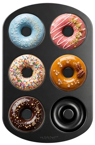 NutriChef Nonstick Carbon Steel Donut Pan - 6-Cavity Baking Tray