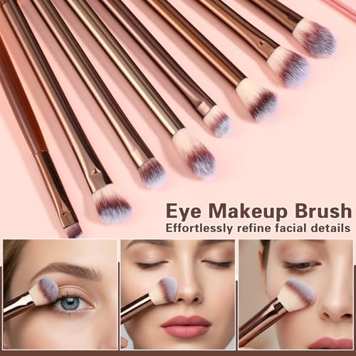 13-Piece Brown Professional Makeup Brush Set with Synthetic Bristles