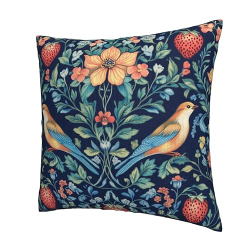 Chinoiserie Blue Bird Throw Pillow Covers - 18x18 Inch, Set of 2