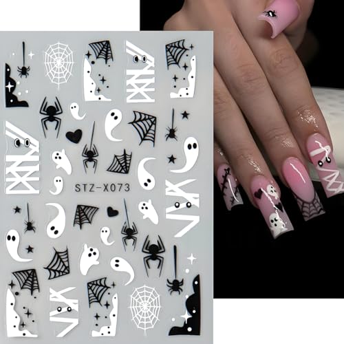Halloween Nail Art Stickers 3D Self-Adhesive Ghost Spider Decals 6Pcs