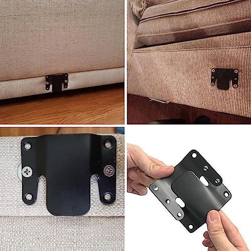 Universal Sofa Interlocking Brackets 6 Pack - Furniture Connectors with Screws