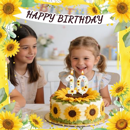 Sunflower Birthday Number Candle 0 - Fun Cake Topper Decoration
