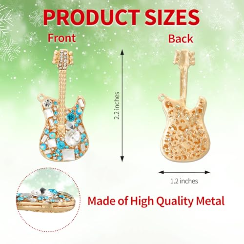 D4DREAM Blue Metal Guitar Christmas Tree Ornament with Crystals