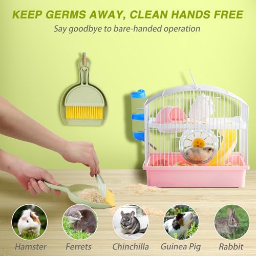 RYPET Mini Dustpan and Brush Set for Small Animal Cages - Green