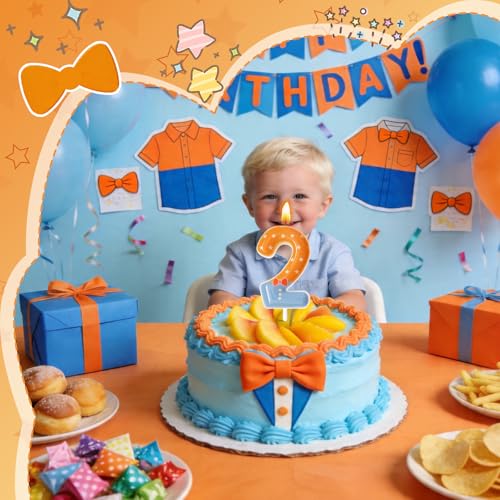 Beutka Number 2 Birthday Candle Blue Cake Topper for Party Decorations