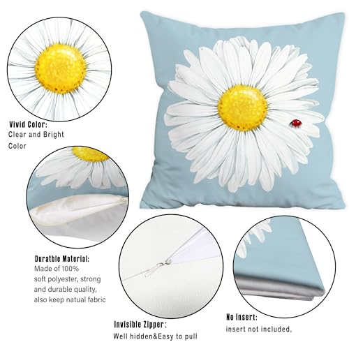 Hexagram Blue Throw Pillow Covers 18x18 - Set of 4 for Outdoor Use