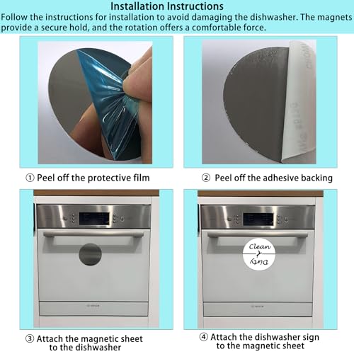 Clean Dirty Dishwasher Magnet - 3.15 Inch Acrylic Sign for Kitchen