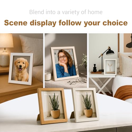 Set of 2 White 4x6 Picture Frames with High Definition Glass