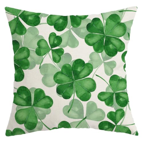 St. Patrick's Day Shamrock Pillow Cover, 18x18 Inch Farmhouse Decor
