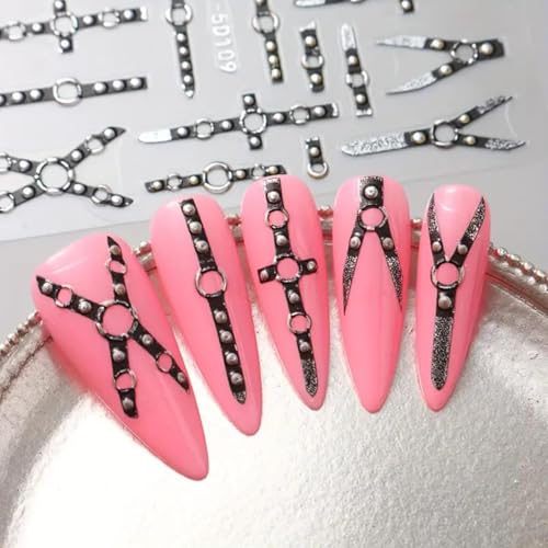 Halloween Nail Art Stickers 2PCS 5D Embossed Gothic Punk Decals