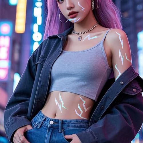 Casciybo Dark Fantasy Temporary Tattoos Rune Makeup Stickers for Cosplay