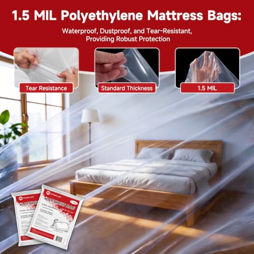 Kingplast Mattress Moving Bag - Queen/King Size, 2-Pack, 1.5 Mil Heavy Duty