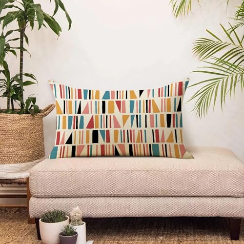Geometric Decorative Throw Pillow Cover 12 x 20 - Cotton Linen