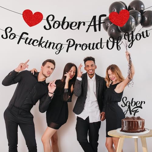 Sober AF Banner & Cake Topper - Sobriety Celebration Decor