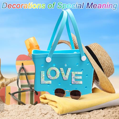 Alphabet Letter Charms for Bogg Bag - Green Love Sequin Accessories