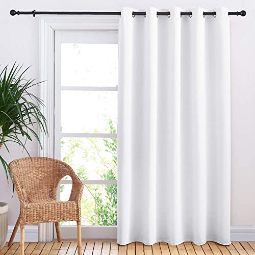 NICETOWN Extra Wide Sliding Door Curtain, 70" x 84" Grommet Panel, White