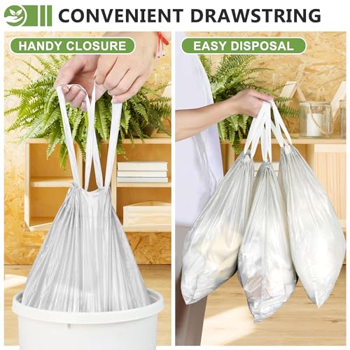 YUFDA 4 Gallon Drawstring Trash Bags - 132 Count, Tear-Free Garbage Bags for Home Office