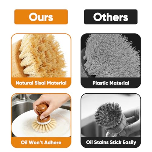 Natural Bamboo Dish Brush - Eco-Friendly Kitchen Scrubber