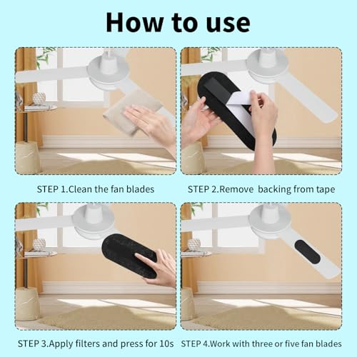 5 Pack Black Ceiling Fan Filters with Activated Charcoal