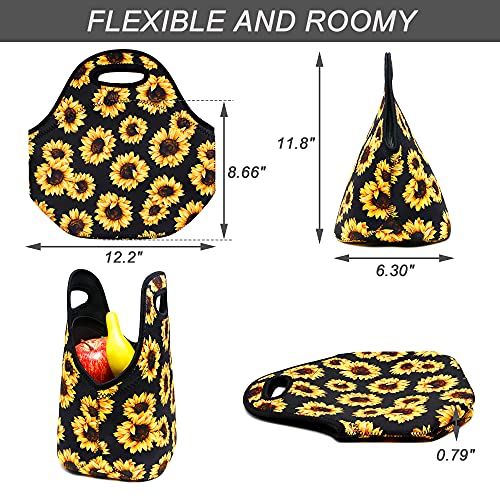CILLA Sunflowers Insulated Neoprene Lunch Tote Bag for Women & Men, Lightweight & Washable, Picnic & Meal Prep