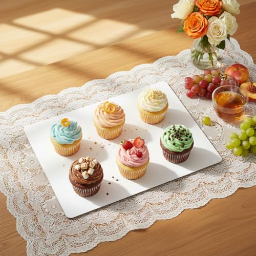 8 Pack Rectangle Cake Boards 13.75 x 9.75 in White Greaseproof Cardboard - Cake Support & Display