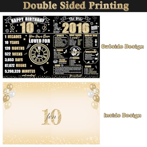 Large 10th Birthday Card - Black Gold 2016 Themed Guest Signature Book