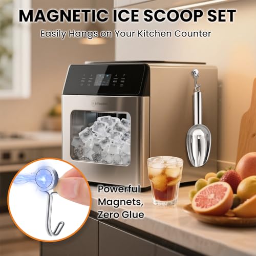 OLESBUR 12oz Stainless Steel Ice Scoop with Magnetic Hook for Kitchen Use