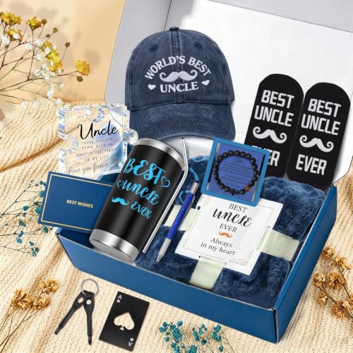 11-Piece Uncle Gift Set with Blanket Tumbler Hat and Accessories