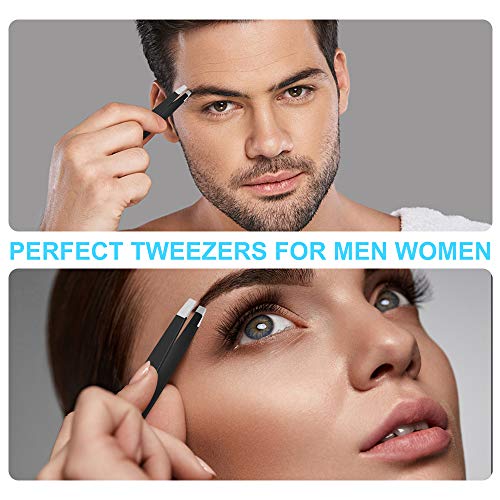 Professional Stainless Steel Tweezers Set with Travel Case - 6 Piece Kit