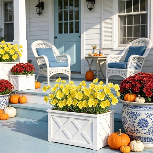 GTIDEA 24Pcs Yellow UV Resistant Outdoor Artificial Flowers