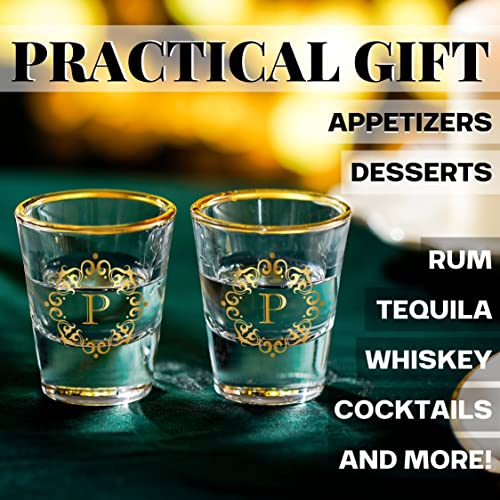 Personalized Shot Glass Set with Initial N - Custom Liquor Gifts for Him & Her, 2 Pack