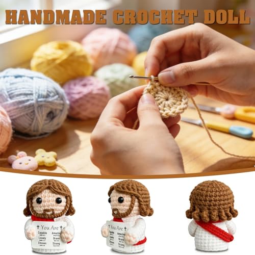 Crochet Jesus Figurine with Uplifting Quote - Perfect Gift