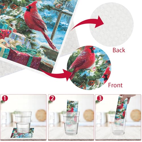 Cardinal Swedish Dishcloths - 6 Pack Reusable Christmas Kitchen Cloths