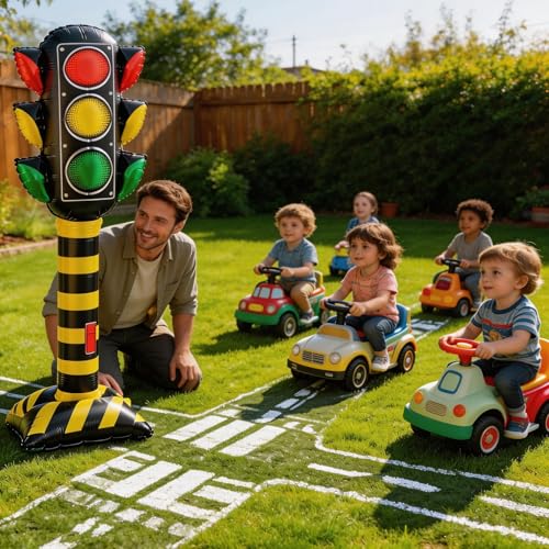 Traffic Light Balloons Set - 59 Inch Foil Balloons for Car-Themed Parties