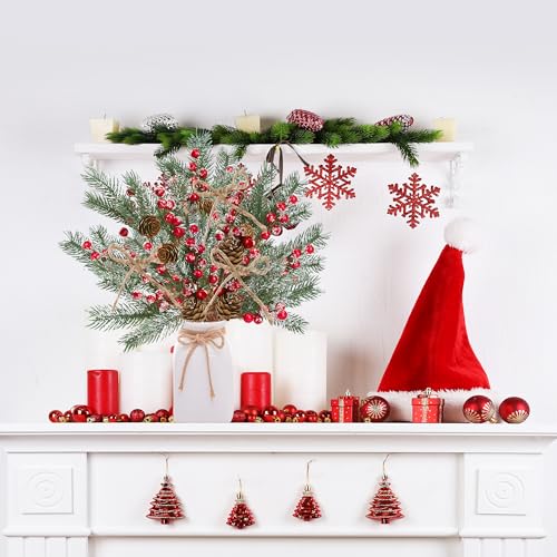 Christmas Frosted Pine Berries and Cones Decor - Green Variation