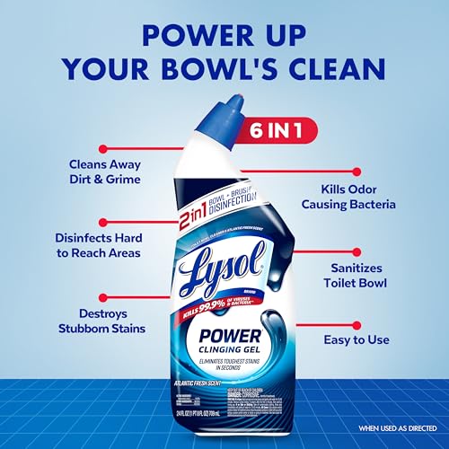 Lysol Toilet Bowl Cleaner Clinging Gel, 24 oz, 2 Pack - Disinfecting & Sanitizing