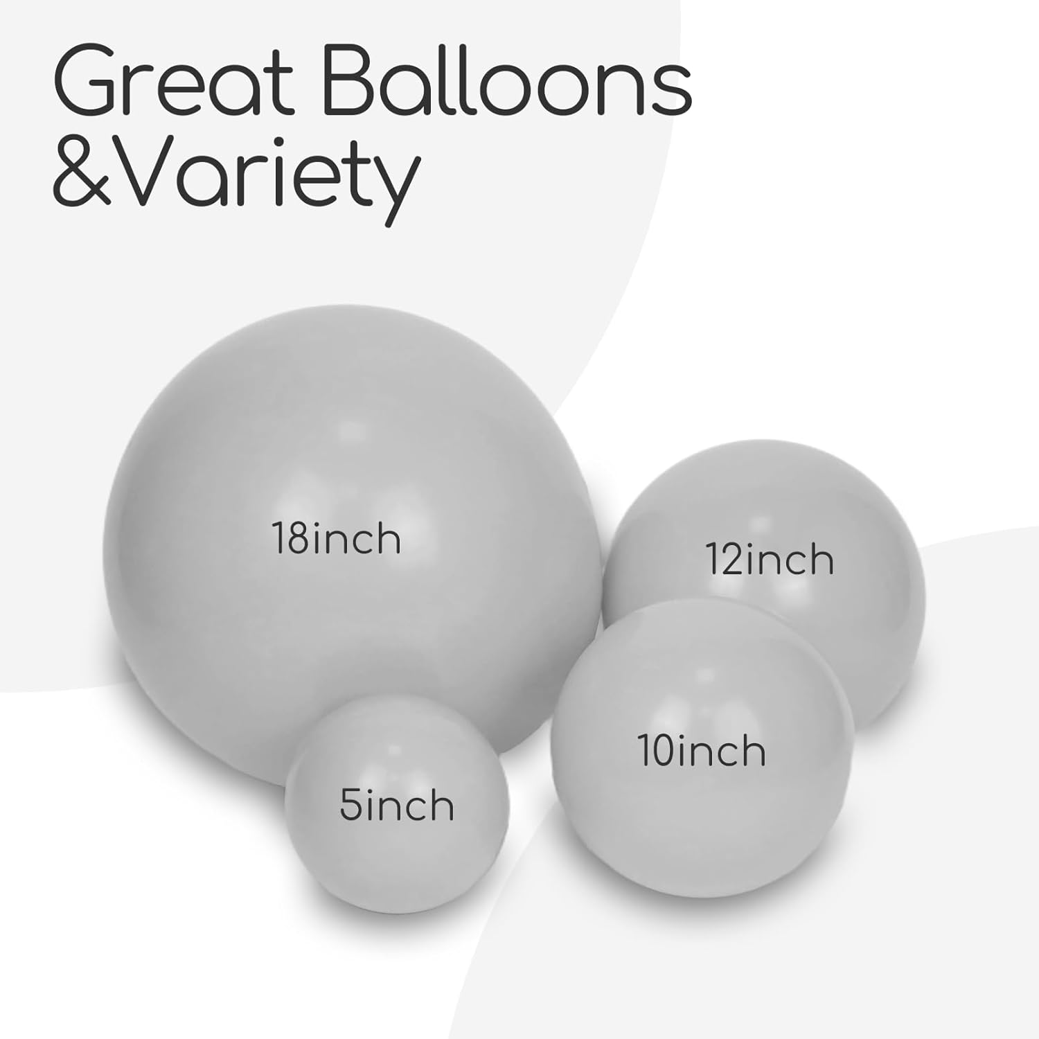 Skiennix Gray Balloon Arch Kit - 120pcs in 5-18 Inch Sizes for Birthday, Baby Shower & Wedding Decor
