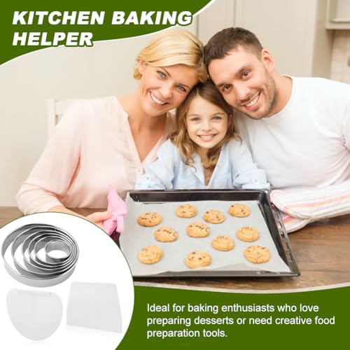 Round Cookie Cutter Set Stainless Steel 6-Piece Baking Tools - Silver