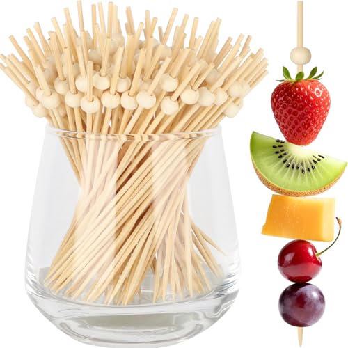 200PCS Natural Wooden Ball Cocktail Picks for Appetizers