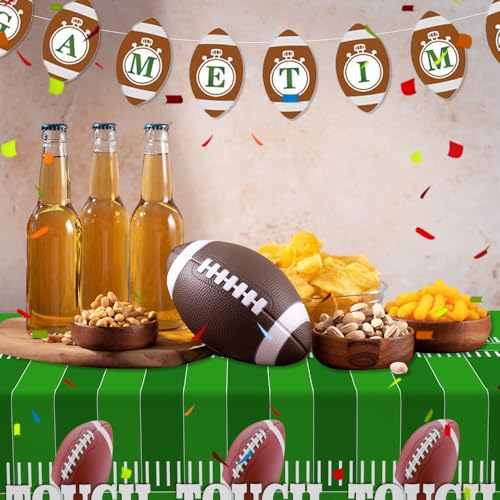 Football Tablecloth Set - 2 Disposable Plastic Covers, 54x108"